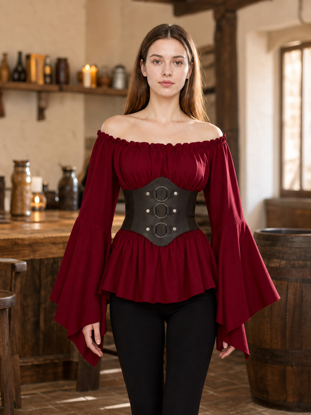 Gothic-Style Costume Dress with Belt