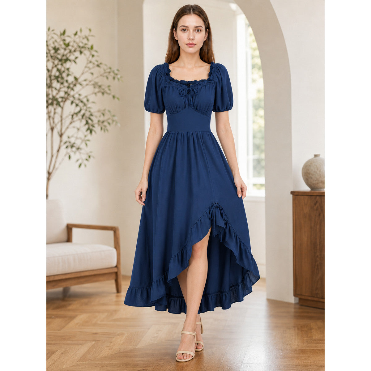 Vintage-style maxi dress with ruffles lifestyle