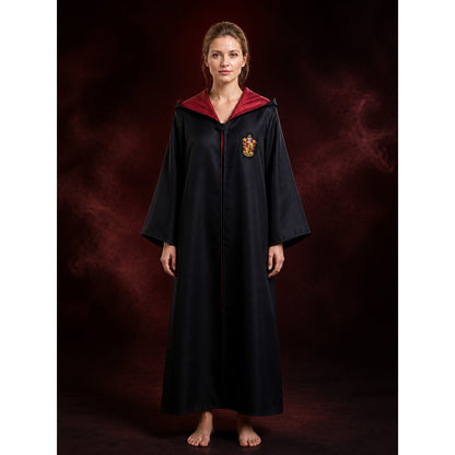 Hooded Wizard Robe Costume, Black Long Cape with Red Inner Lining and School main product view