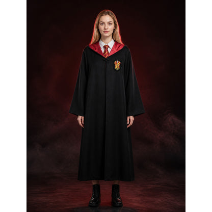 Unisex Wizard Robe Costume Set with Tie, Black Hooded Halloween Outfit main product view