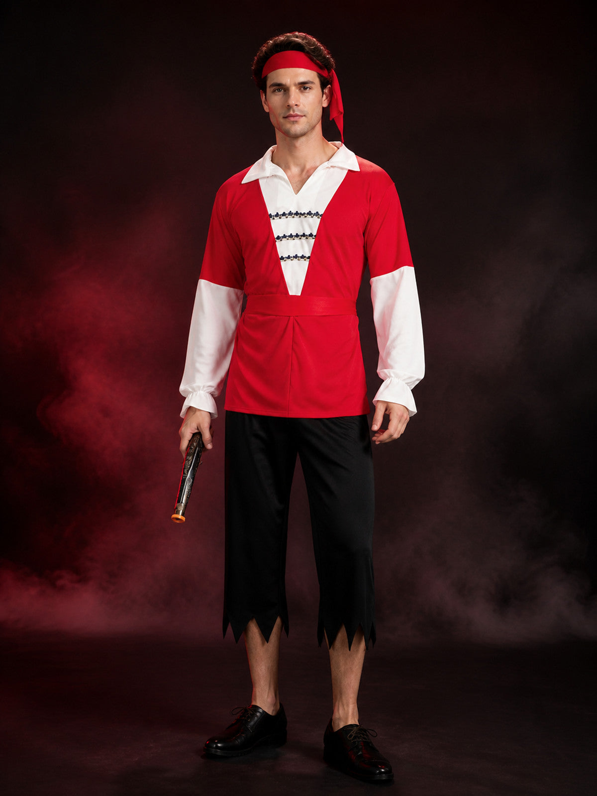Retro Pirate Costume with White Collar for Costume Parties main product view