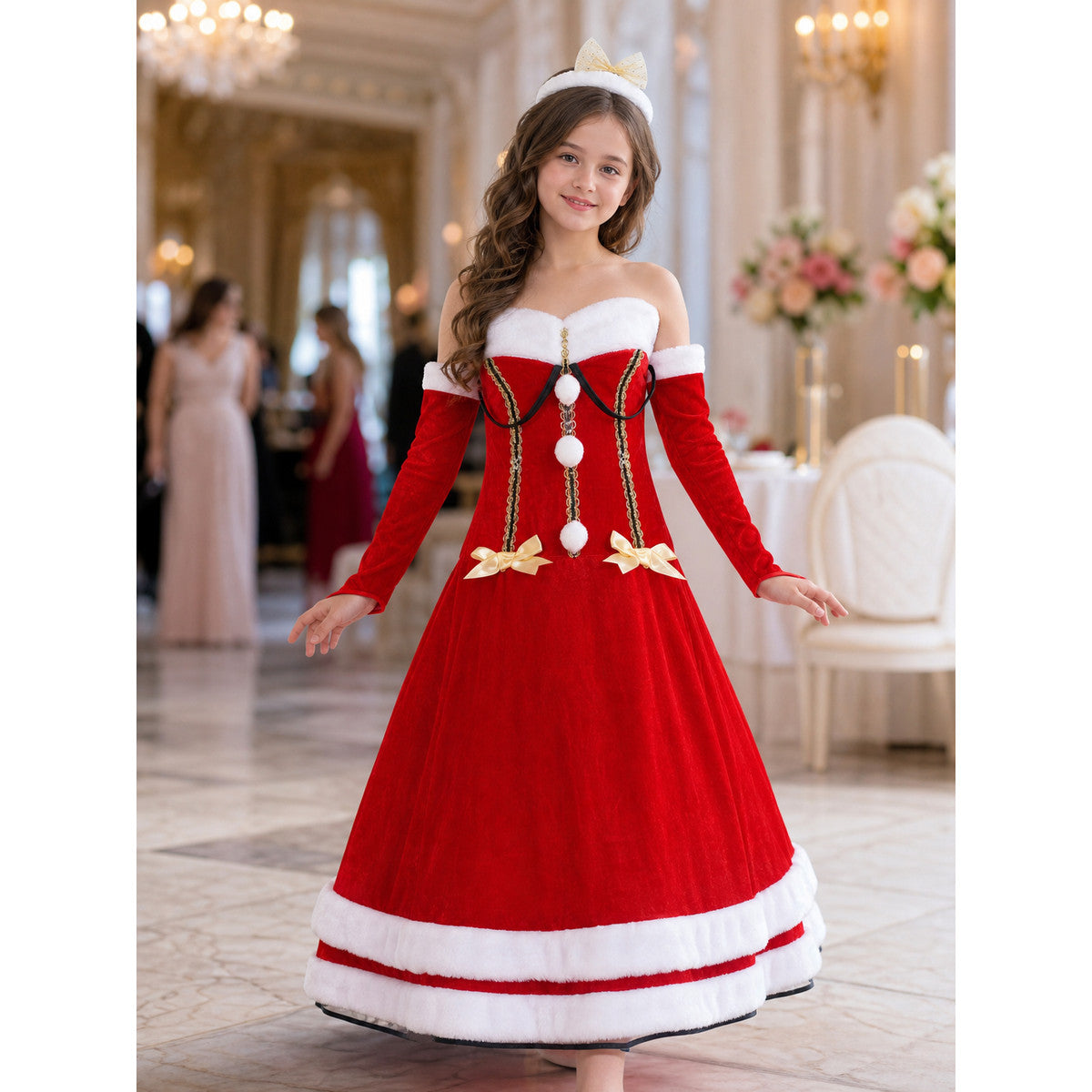 New Year's Costume with White Trim and Accessories