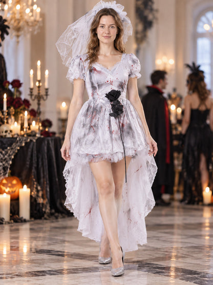 Halloween Ghost Costume: White Dress and Veil