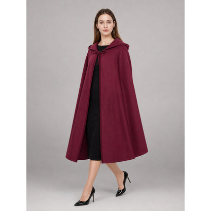 Burgundy Medieval Hooded Costume Cloak lifestyle