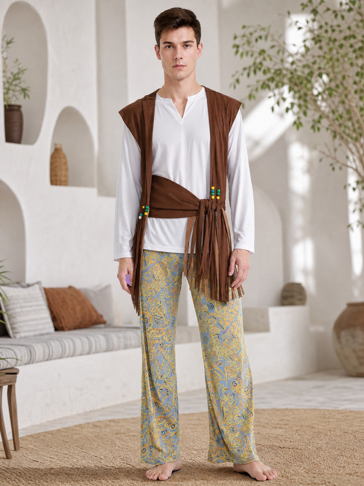 Boho Carnival Costume with Wide-Leg Pants