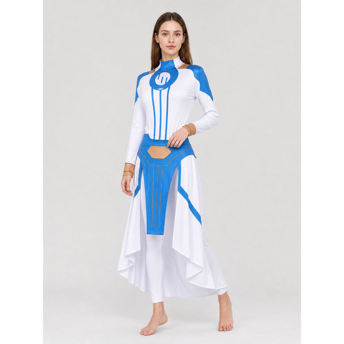 Cosplay Costume with Jumpsuit and Long Cape