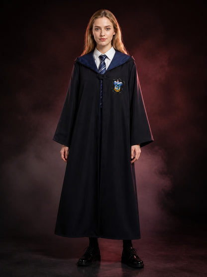 Kids Blue and White Academy Hooded Wizard Robe Costume Set with Tie main product view