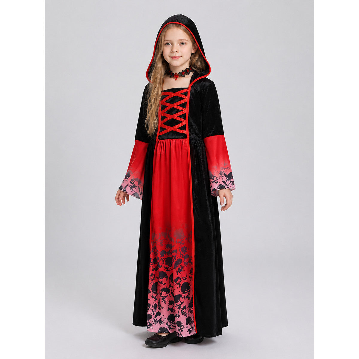 Hooded Skull Dress Robe for Halloween Cosplay Costume Dresses detail