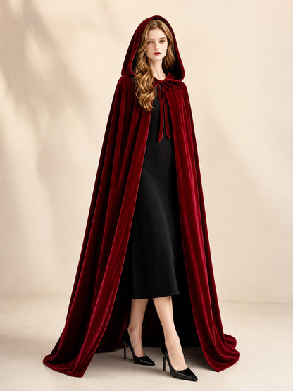 Burgundy Carnival Cape with Hood, 110 cm