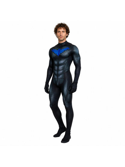 Nightwing Cosplay Jumpsuit with Muscles and Bat Costumes detail