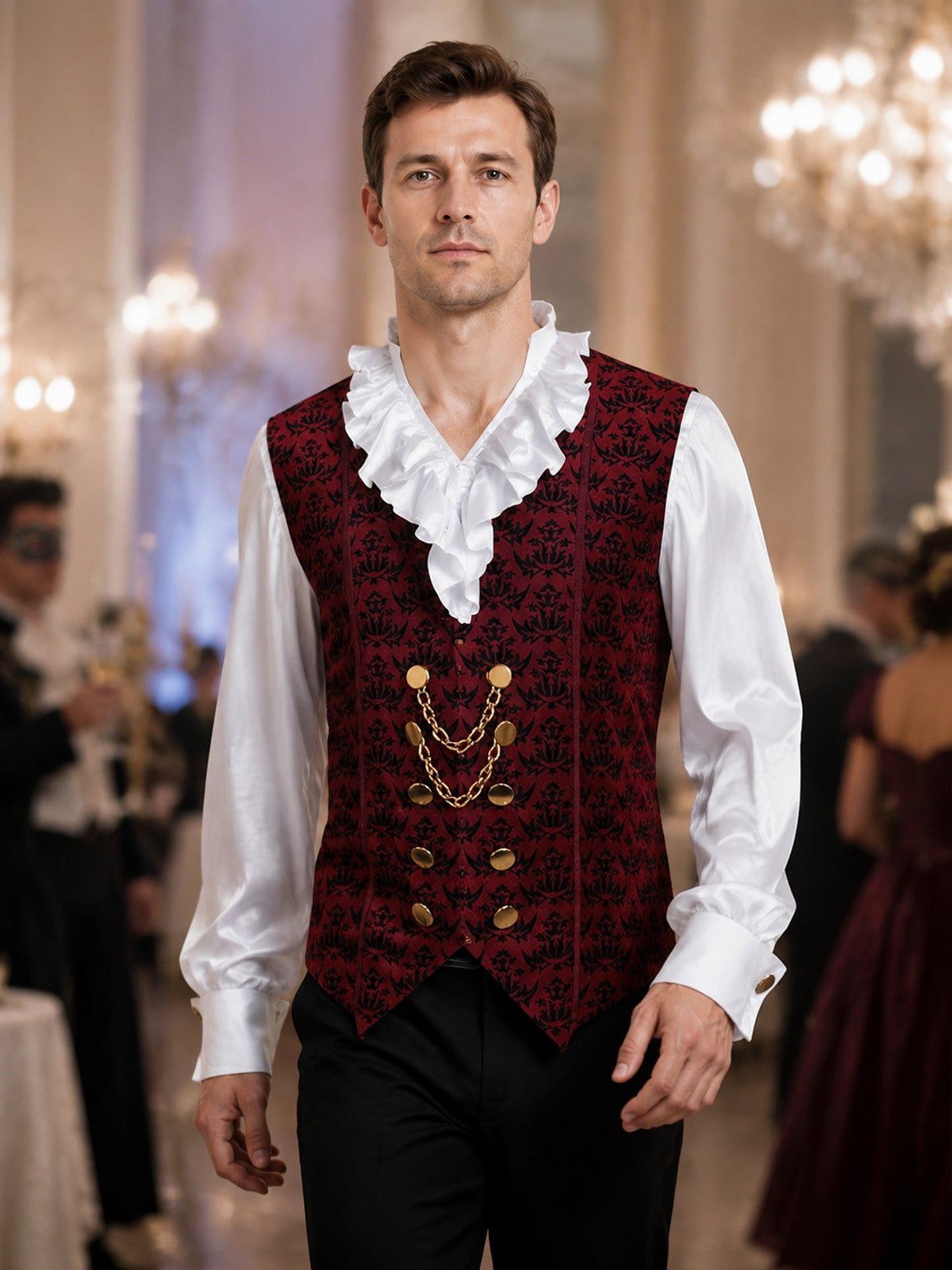 Costume Vest with Jabot and Decorative Chain lifestyle view