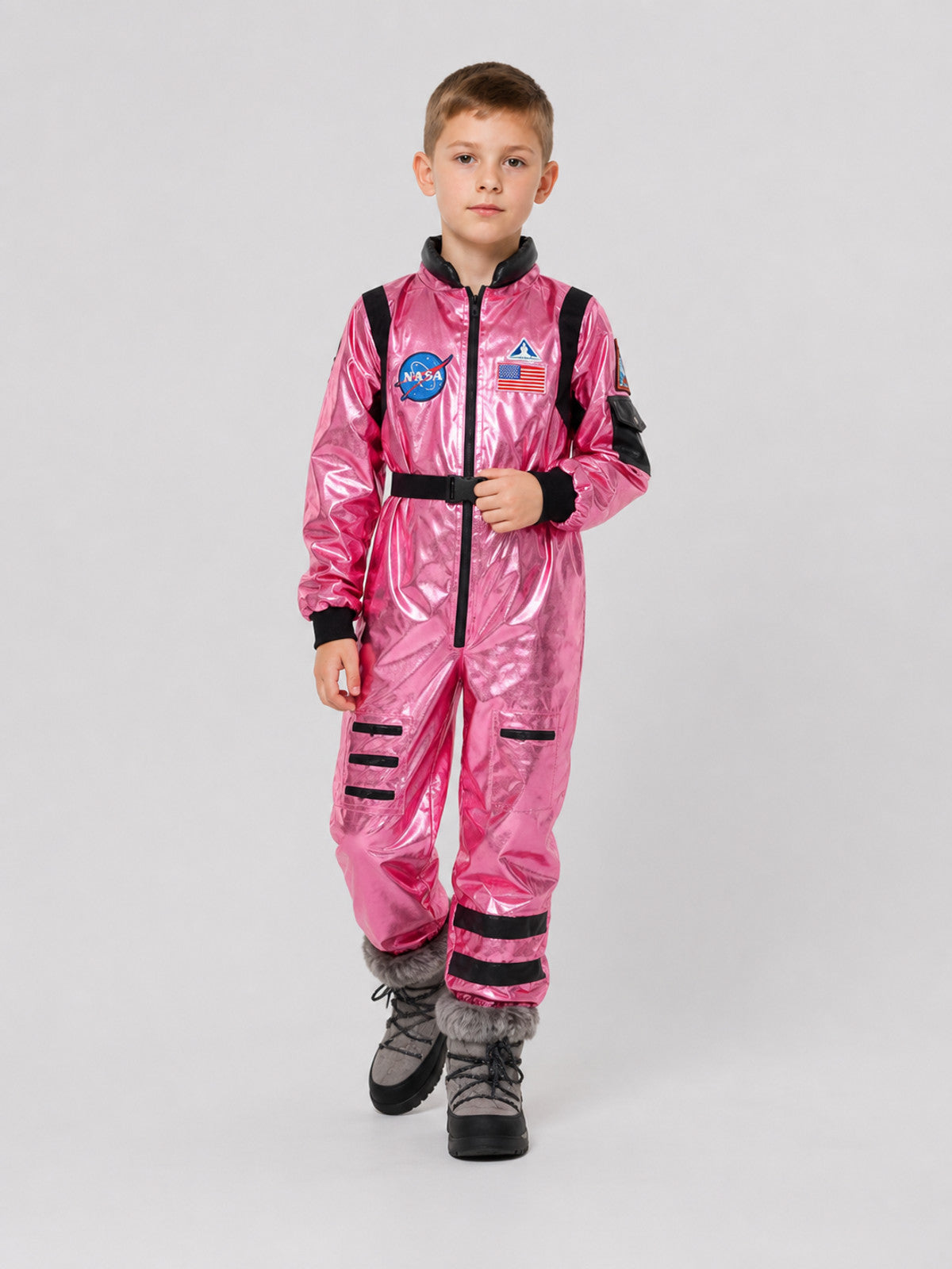 Space Jumpsuit with Pink Glitter, Zipper, and Belt product detail