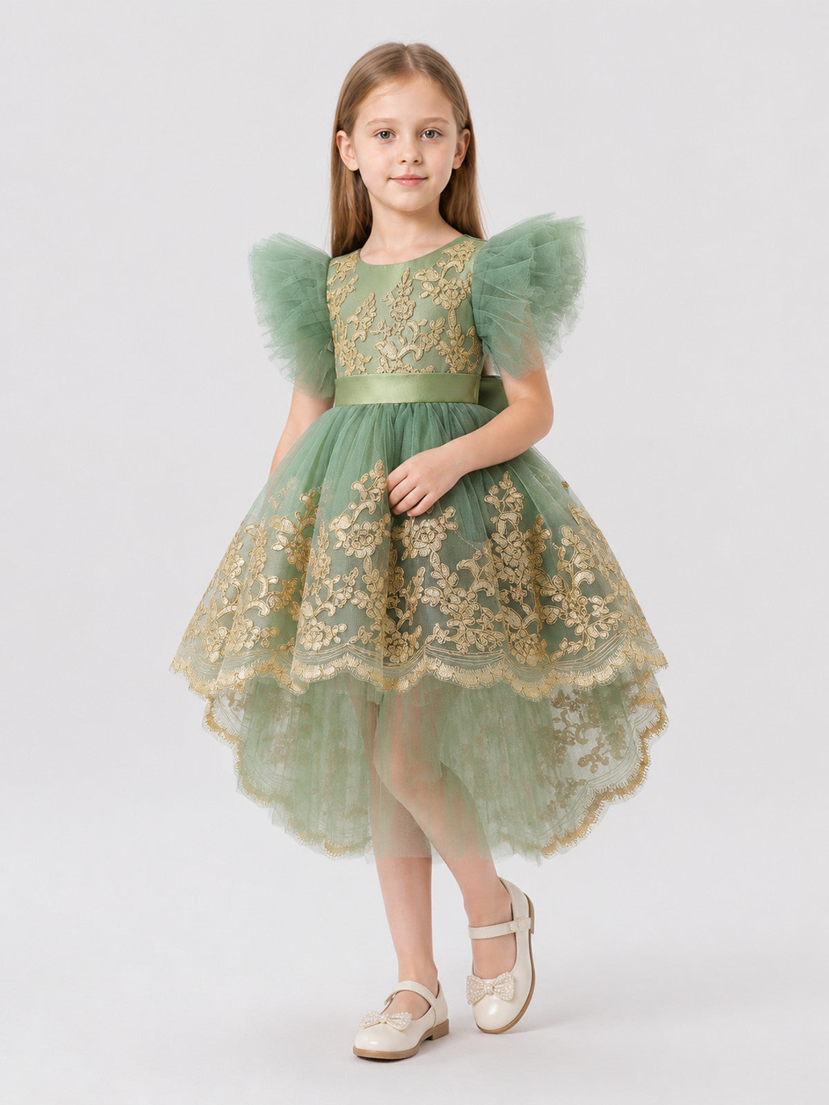 Tutu Dress with Wings, Gold Embroidery, and Train Costume Dresses detail