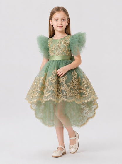Tutu Dress with Wings, Gold Embroidery, and Train Costume Dresses detail