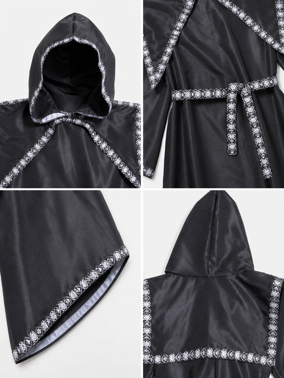 Hooded Robe Costume with Silver Trim
