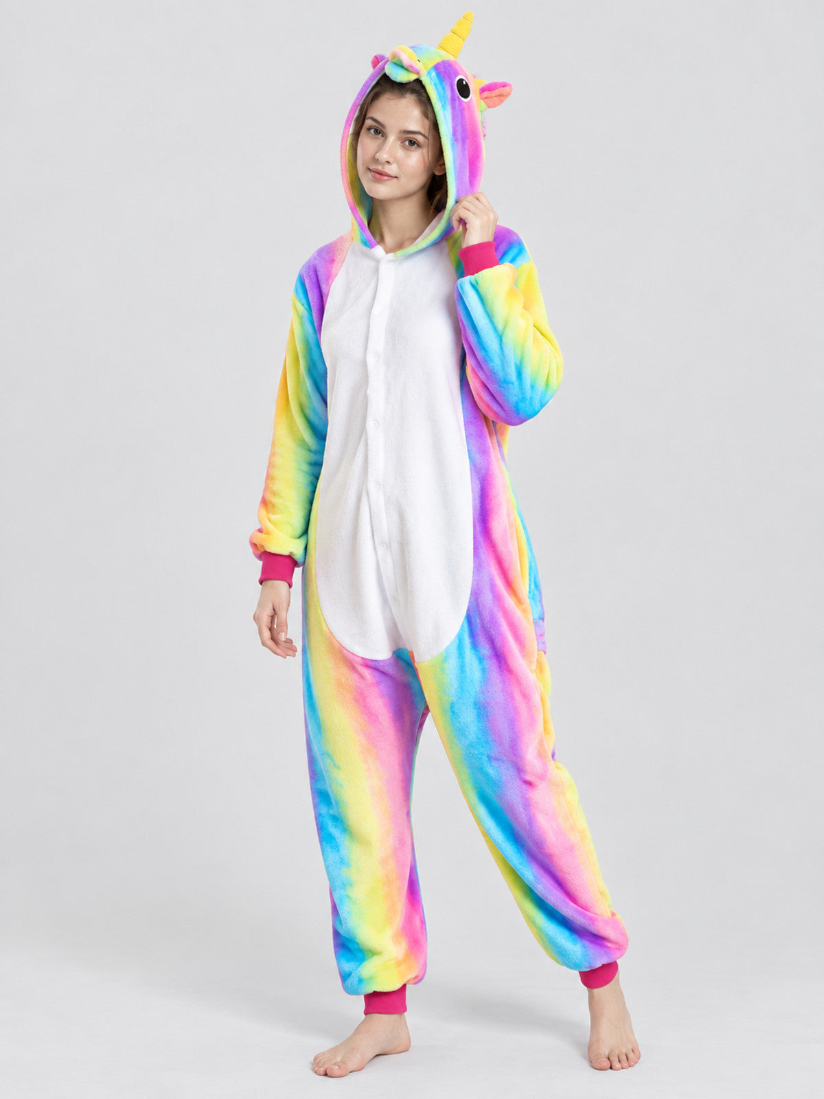 Flannel Hooded Unicorn Pajama Jumpsuit