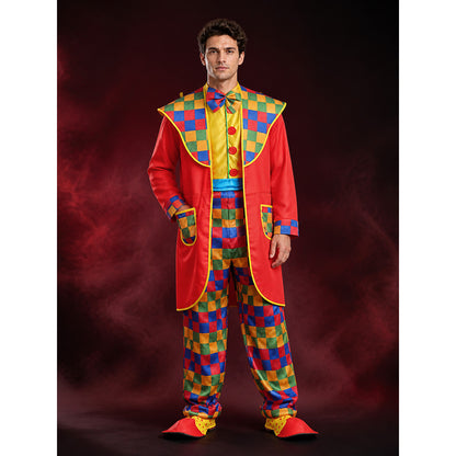 Unisex Jester Costume Set, Colorful Checkered Print with Bow Tie, Halloween main product view
