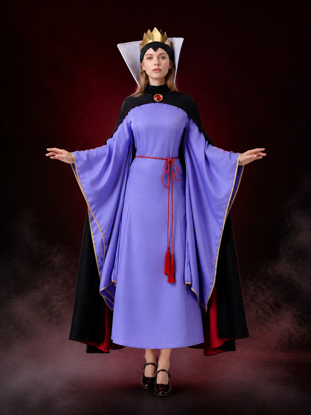 Snow Queen Masquerade Costume Set with Cape, Crown and Purple Robe main product view