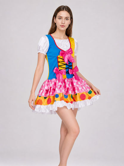 Clown Costume Dress with Ruffles and Bows