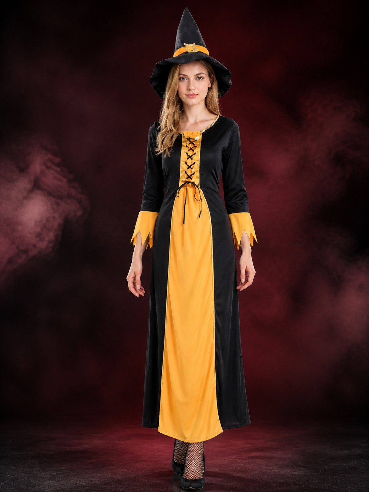Halloween Witch Costume with Orange Trim