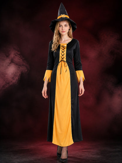 Halloween Witch Costume with Orange Trim