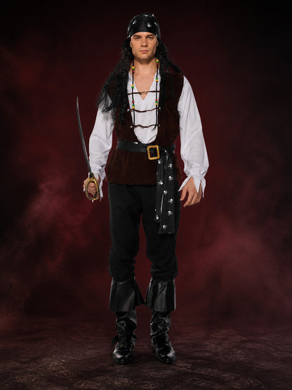 Pirate Costume with Vest, Belt, and Necklace for Halloween main product view