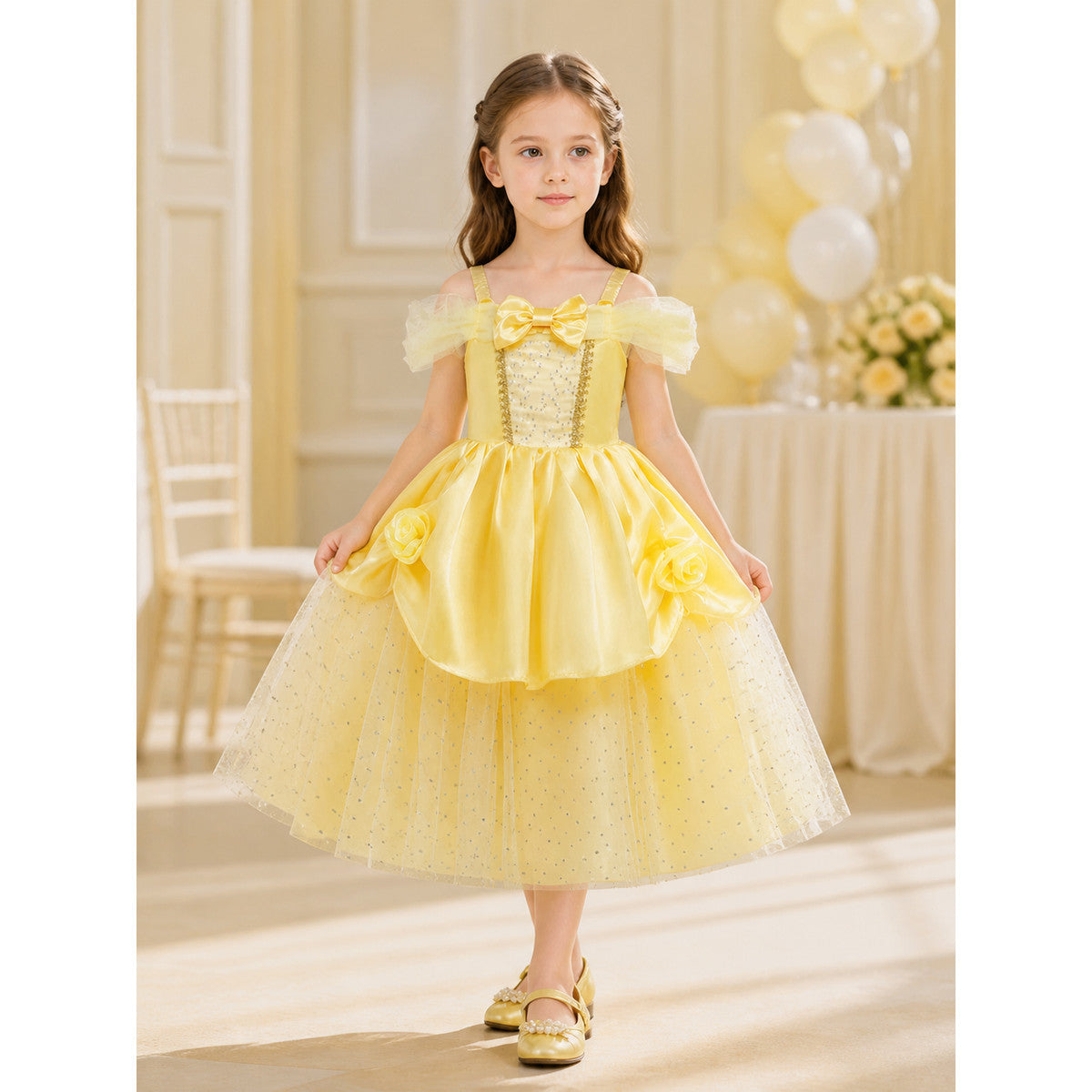 Princess Carnival Costume, Yellow Cosplay Dress lifestyle view