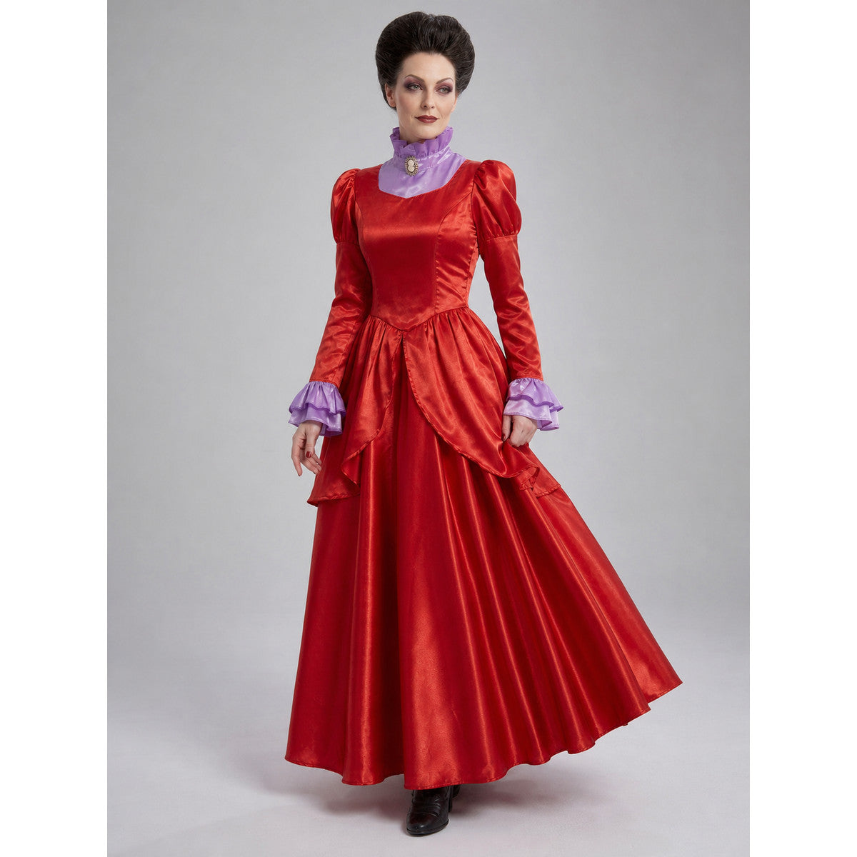 Red Queen Stage Costume with a High Collar