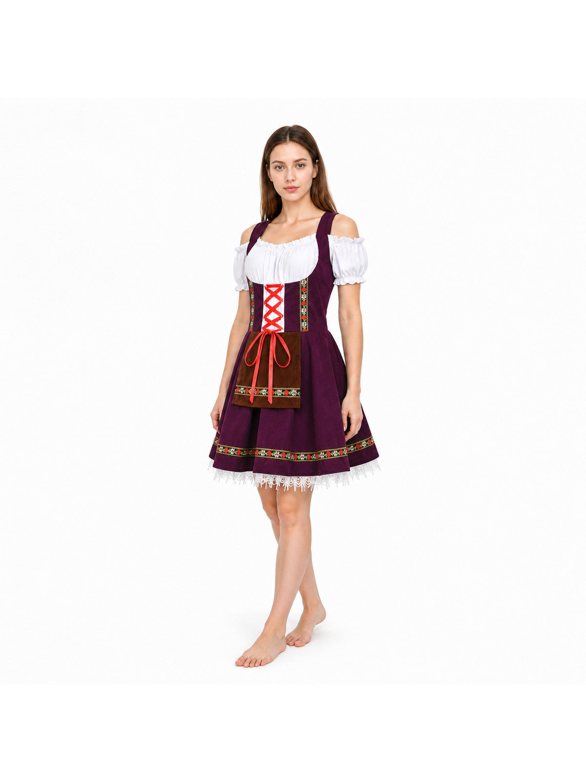 Historical Ethnic Costume with Apron and Trim