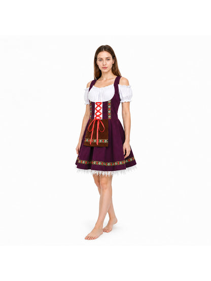 Historical Ethnic Costume with Apron and Trim