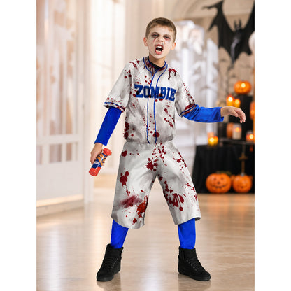 Zombie Costume: White Set with Blood-Effect Print