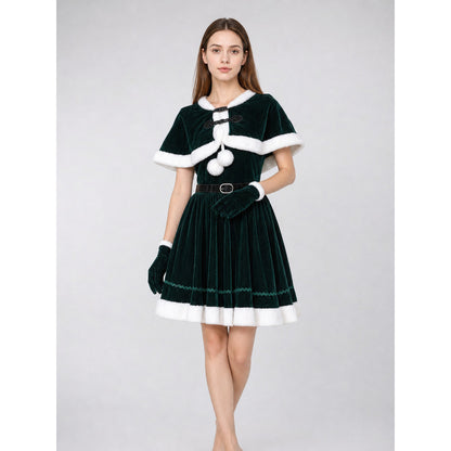 Reindeer Costume: Dress, Cape, and Accessories on-model front view
