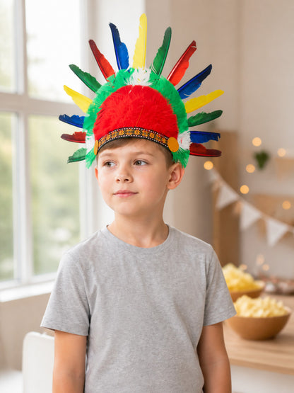 Multicolored Feather Carnival Headpiece lifestyle view