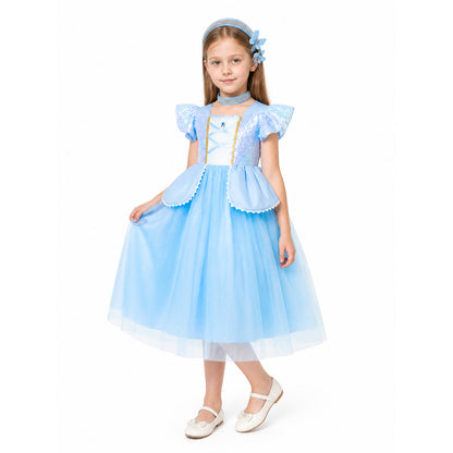 Blue Cinderella Dress, Full Skirt, with Carnival Accessories Costume Dresses detail
