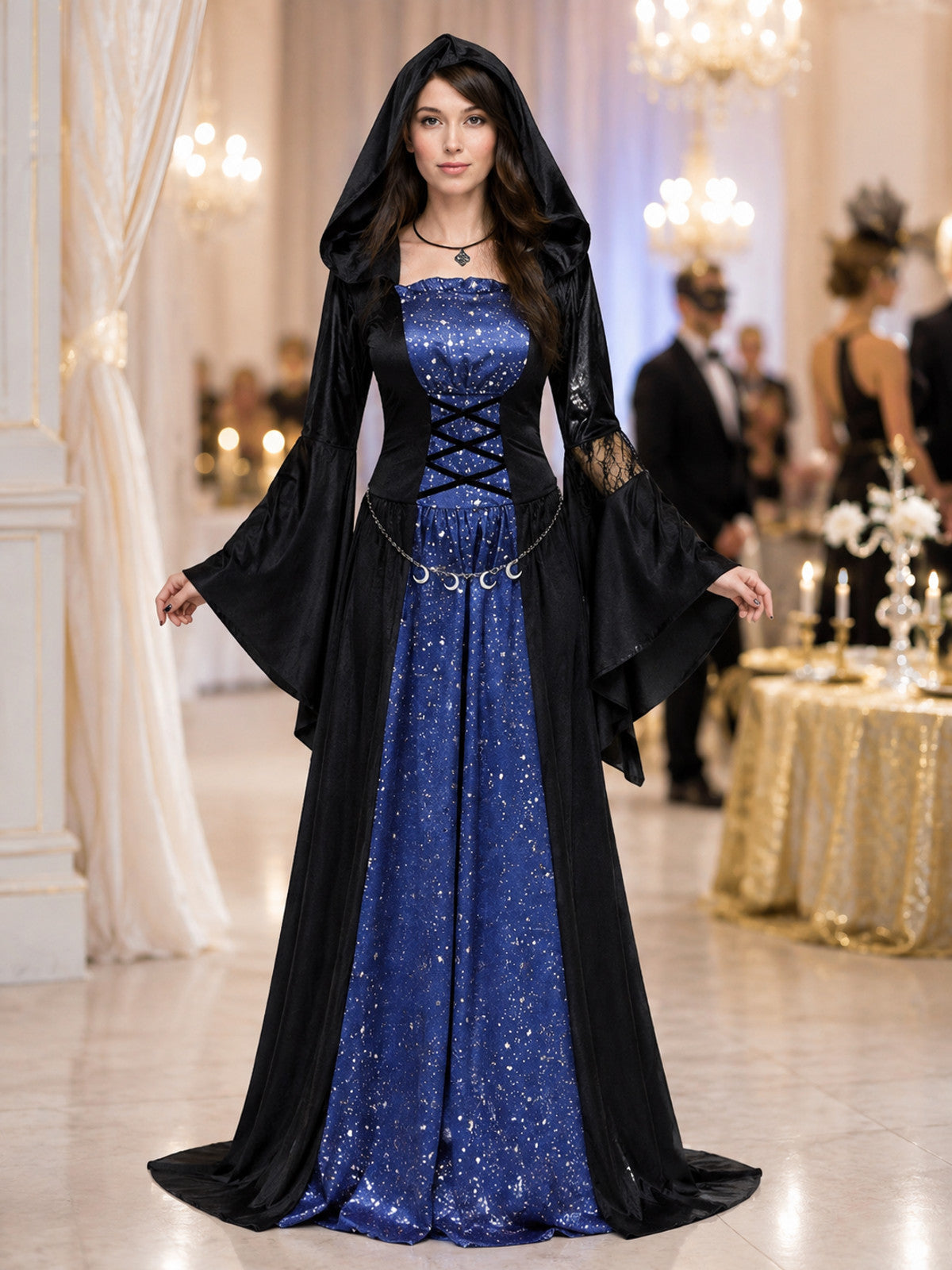 Hooded Lace-Up Carnival Dress lifestyle view