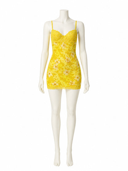 Lace Strappy Dress with Floral Print Costume Dresses detail