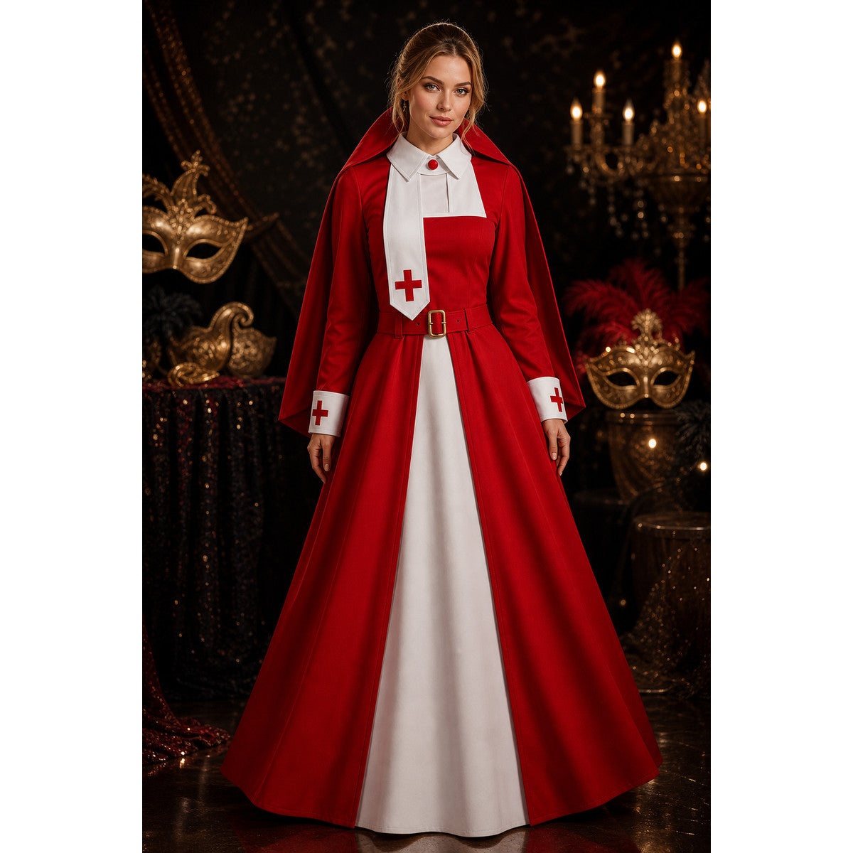 Red Nun Costume Dress for Masquerade Party lifestyle