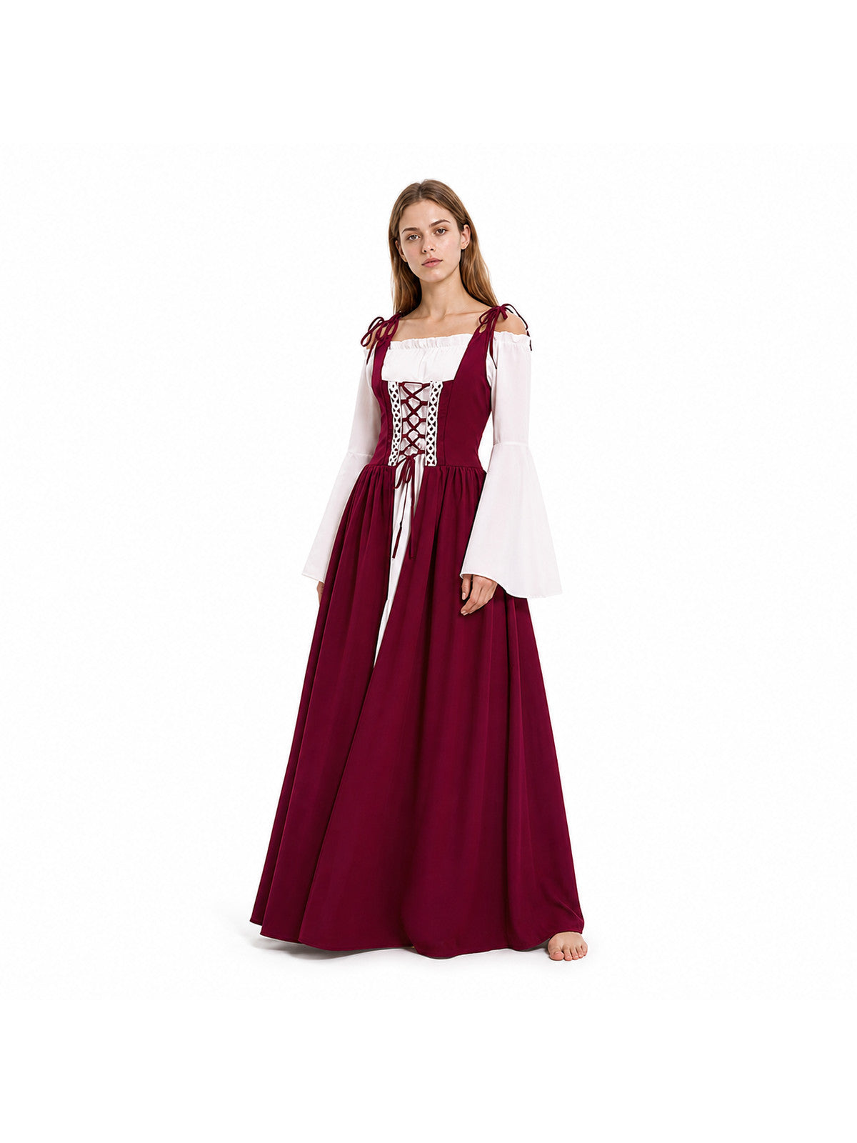 Long Burgundy Off-Shoulder Dress Costume Dresses detail