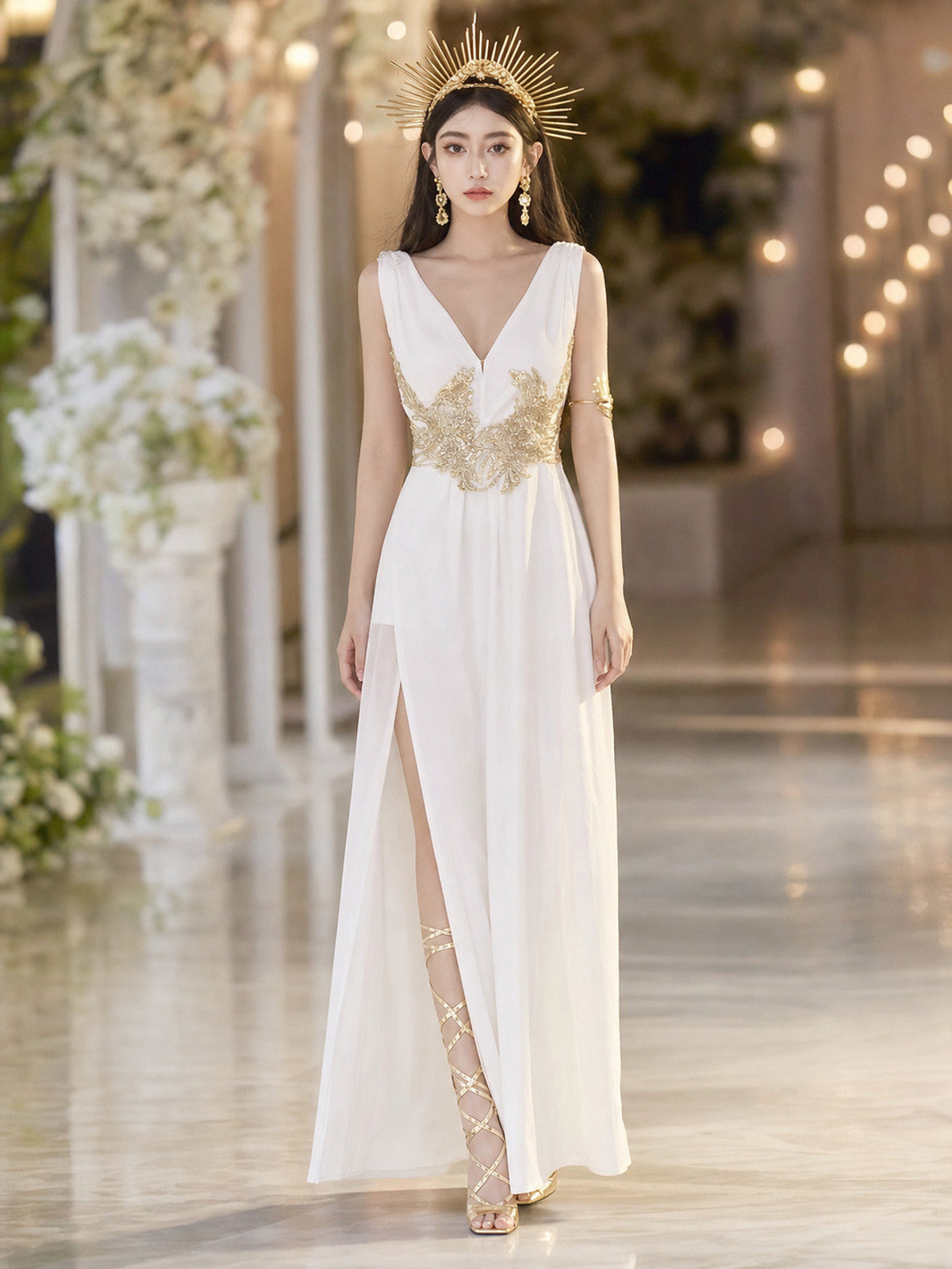 Costume Maxi Dress with Crown and Slit lifestyle view