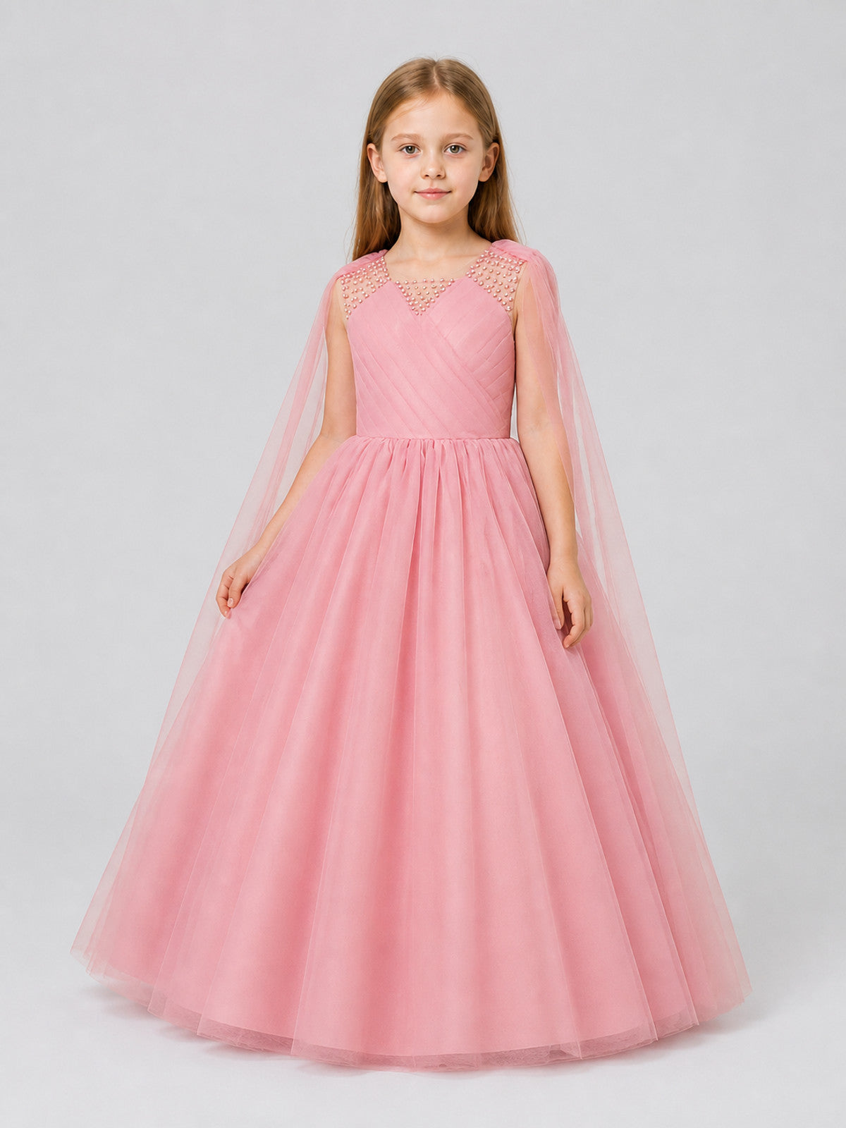 Full Princess Dress with a Tulle Cape Train
