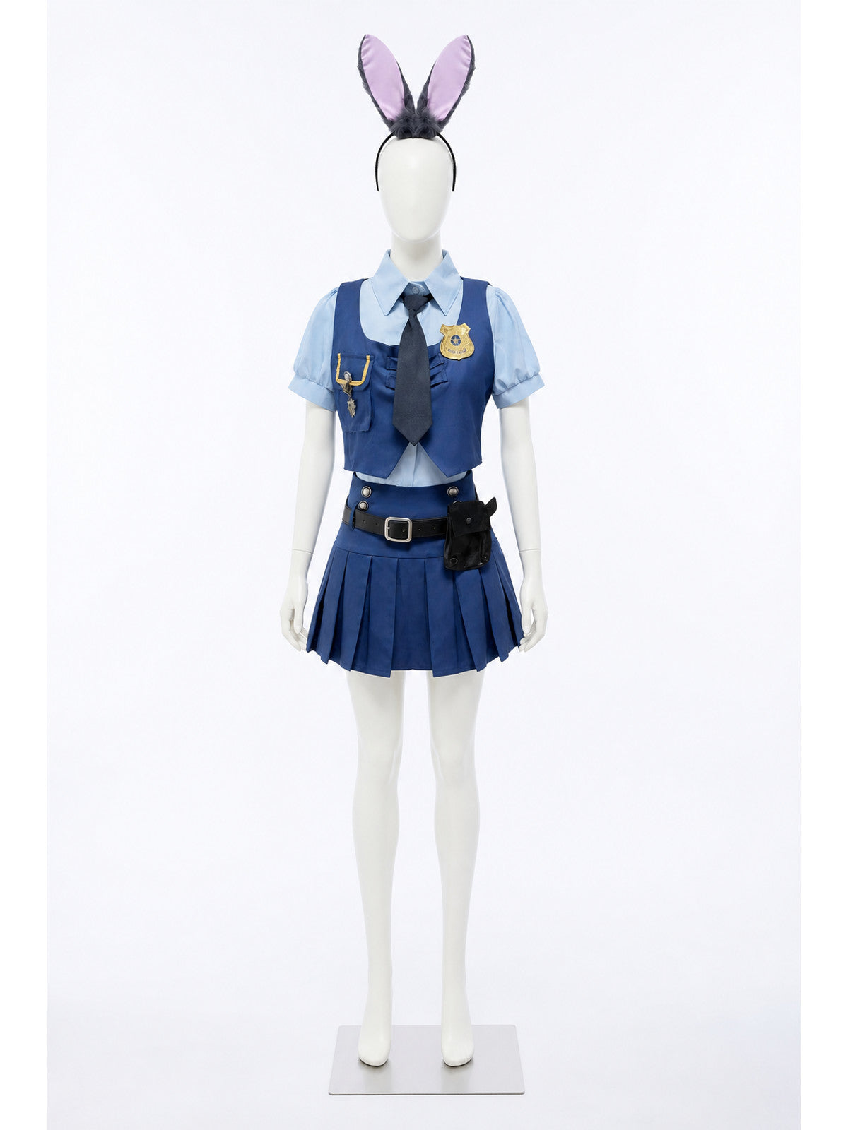 Police Officer Costume with Bunny Ears and Pleated Skirt
