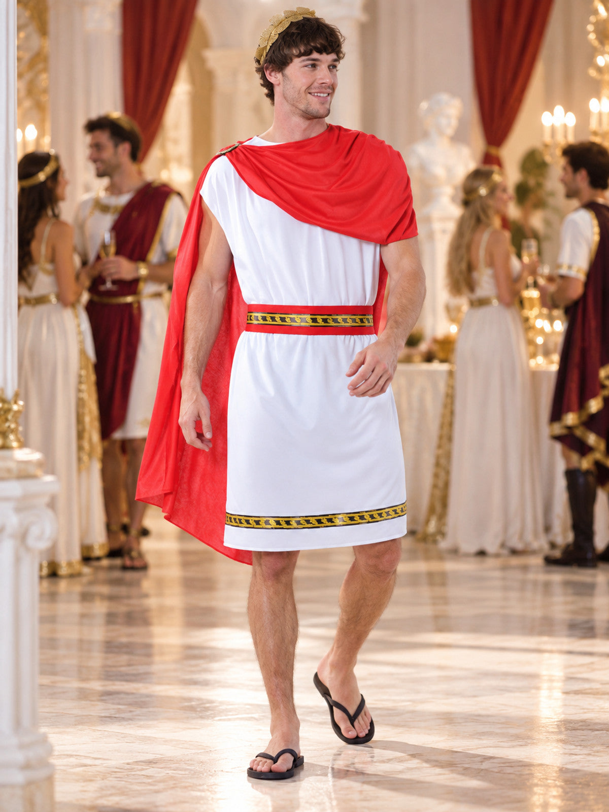 Antique-Style Carnival Costume with Red Cape lifestyle view