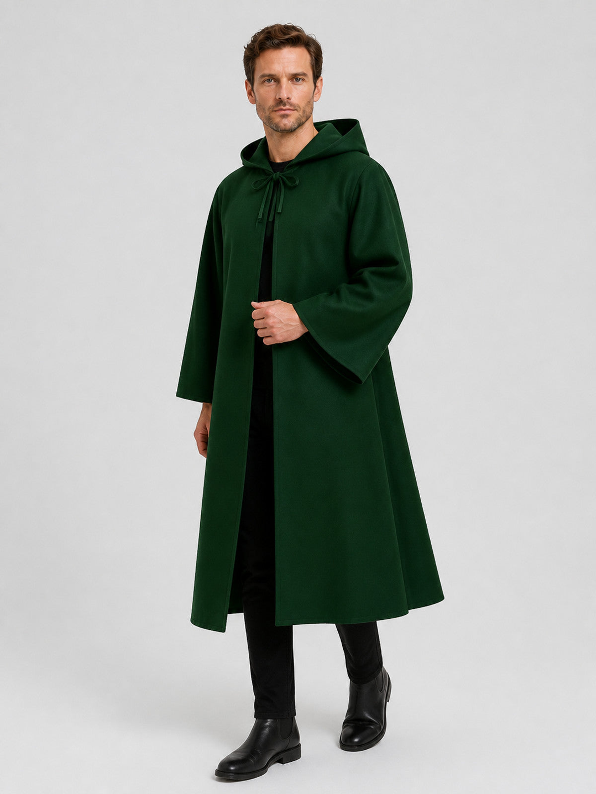 Dark Green Hooded Cloak for Halloween Costume Capes detail
