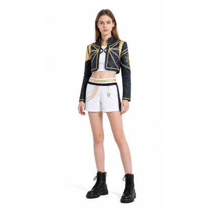Children's Demon Hunter Costume, Black and Gold with Chains Costumes detail