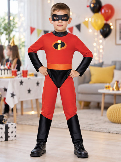 Superhero costume with mask and emblem on the chest