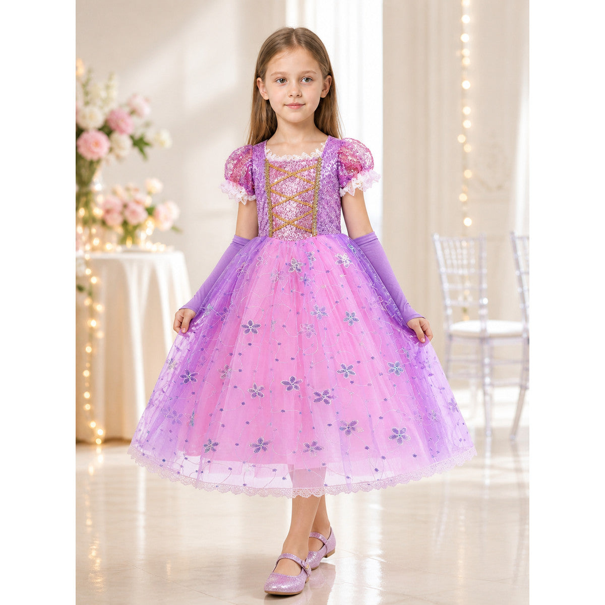 Pink and Purple Princess Halloween Carnival Costume lifestyle view