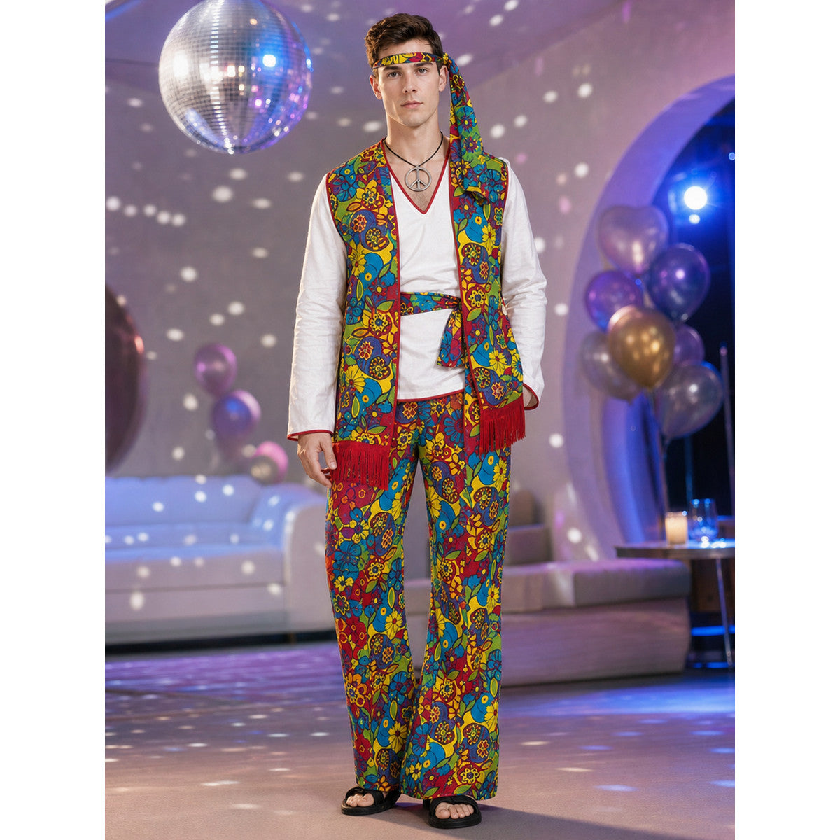 Disco Costume with Bell-Bottoms and Accessories lifestyle