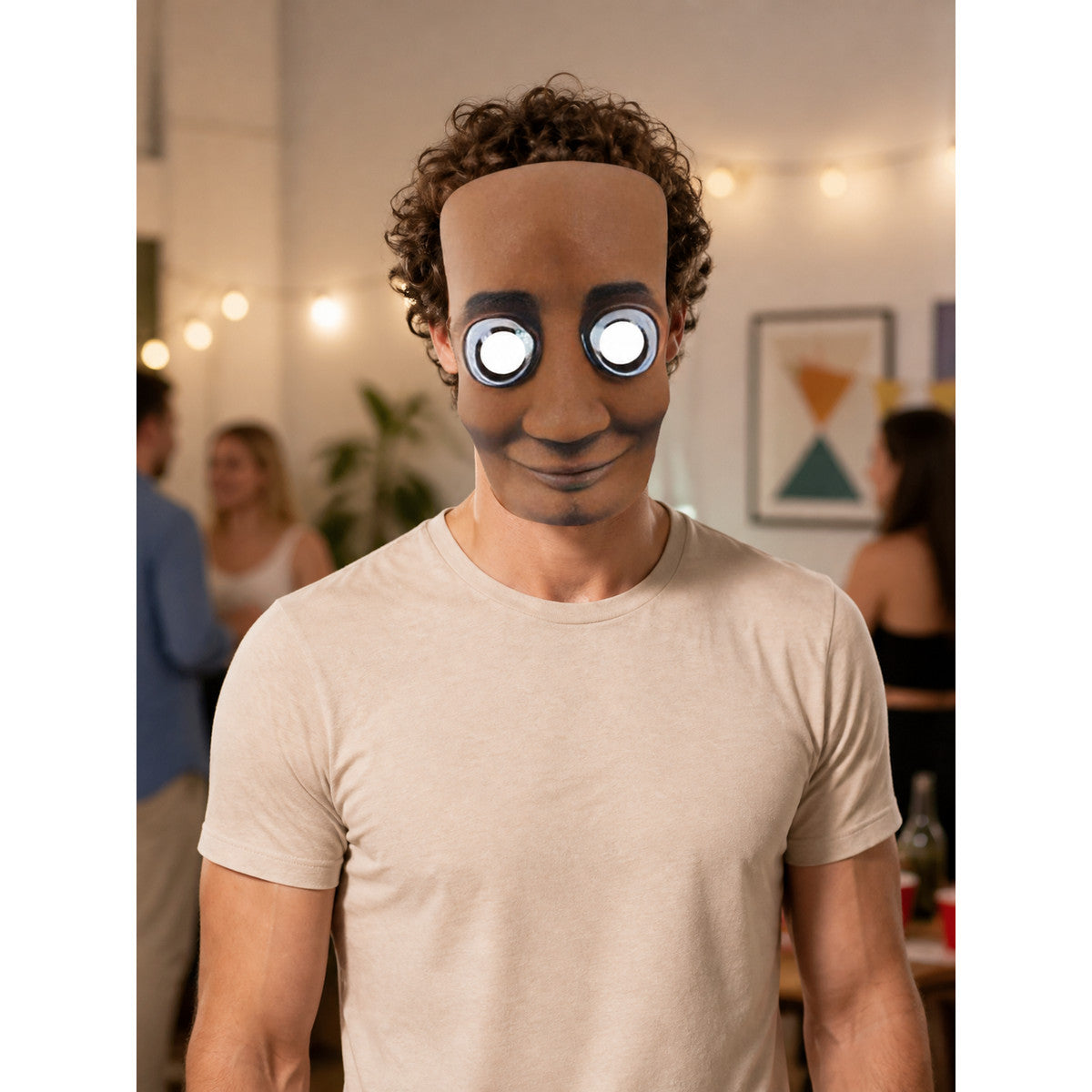 Brown Carnival Mask with Bulging Eyes lifestyle view
