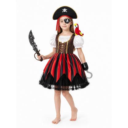 Pirate Costume with a Red-and-Black Striped Dress Costume Dresses detail