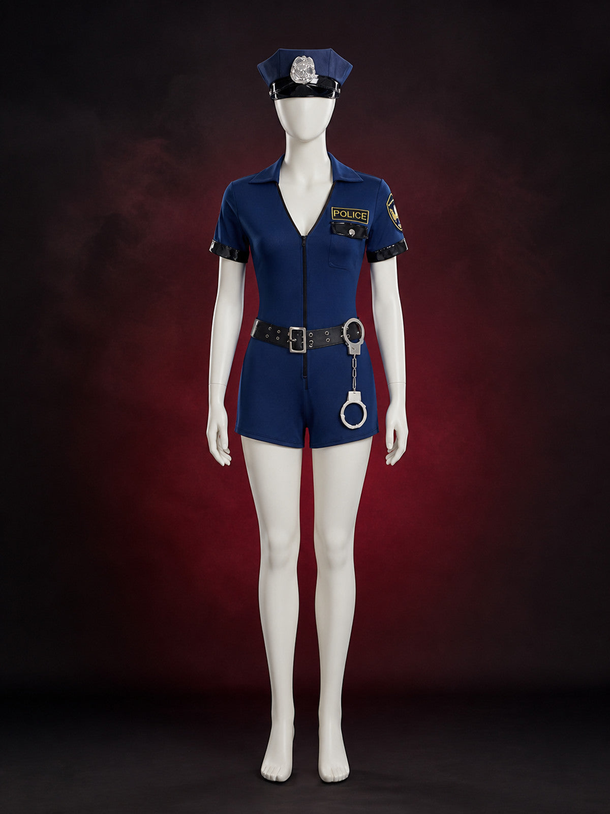 Women's Navy Police Costume Bodysuit Set With Hat, Belt And Handcuffs
